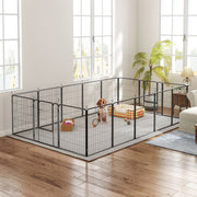 16-Panel Portable Steel Dog Playpen - Black 31.5" H-Dogs-DECOROLALA