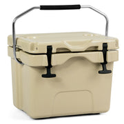16 Quart 24-Can Capacity Insulated Ice Cooler with 2 Cup Holders-Khaki-Coolers-DECOROLALA