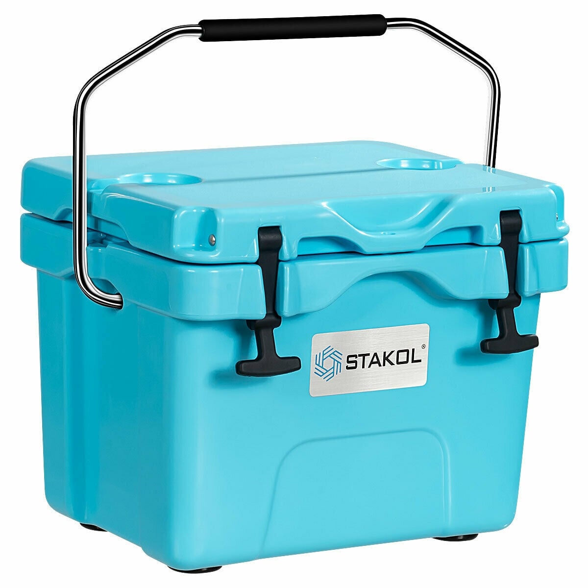 16 Quart 24-Can Capacity Portable Insulated Ice Cooler with 2 Cup Holders-Blue-Coolers-DECOROLALA