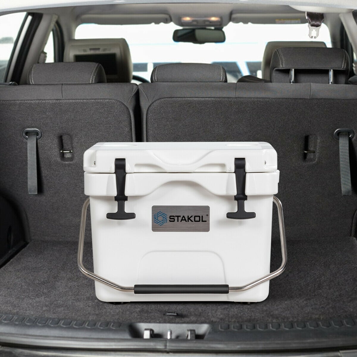 16 Quart 24-Can Capacity Portable Insulated Ice Cooler with 2 Cup Holders-White-Coolers-DECOROLALA
