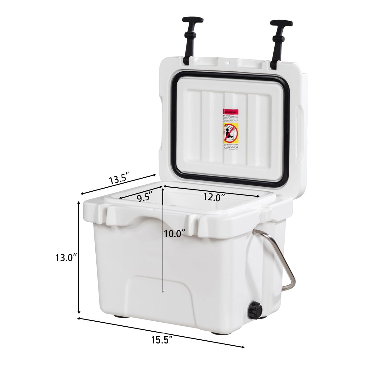16 Quart 24-Can Capacity Portable Insulated Ice Cooler with 2 Cup Holders-White-Coolers-DECOROLALA