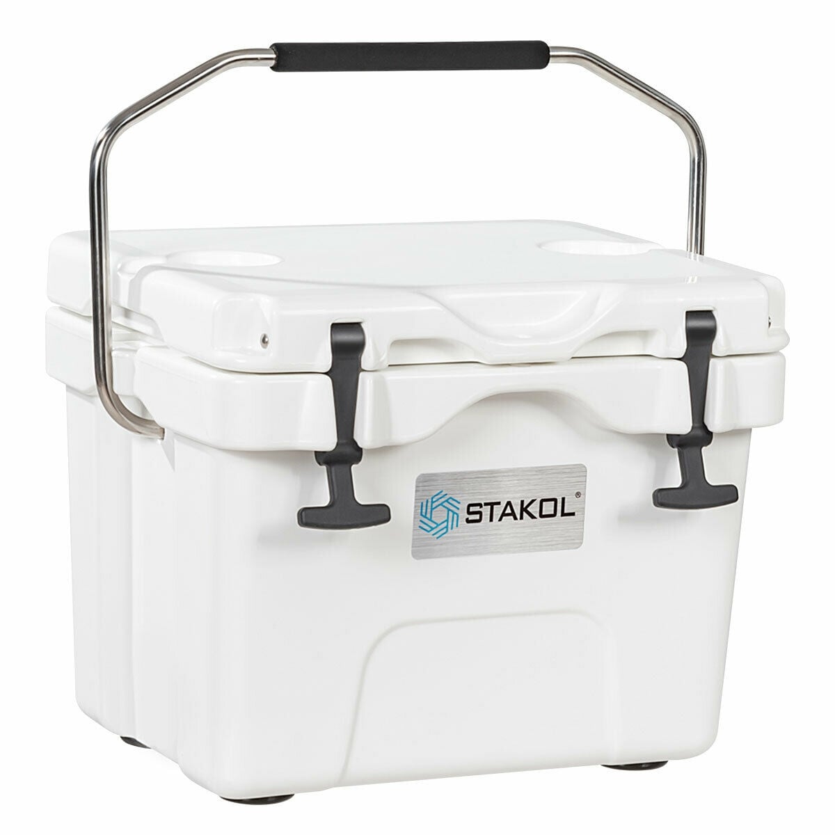 16 Quart 24-Can Capacity Portable Insulated Ice Cooler with 2 Cup Holders-White-Coolers-DECOROLALA