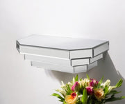 16" Silver Mirrored Glass Hanging Dimensional Floating Shelf-Wall Mounted Shelves-DECOROLALA
