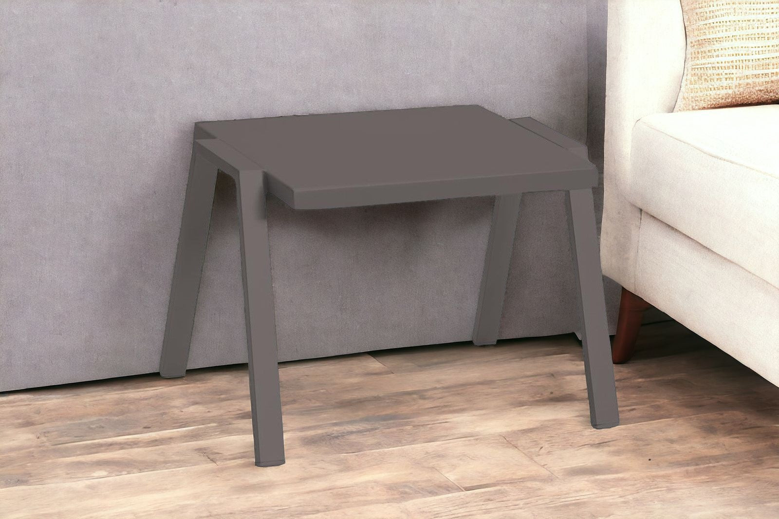 16" Taupe Aluminum End Table-End-Side Tables-DECOROLALA