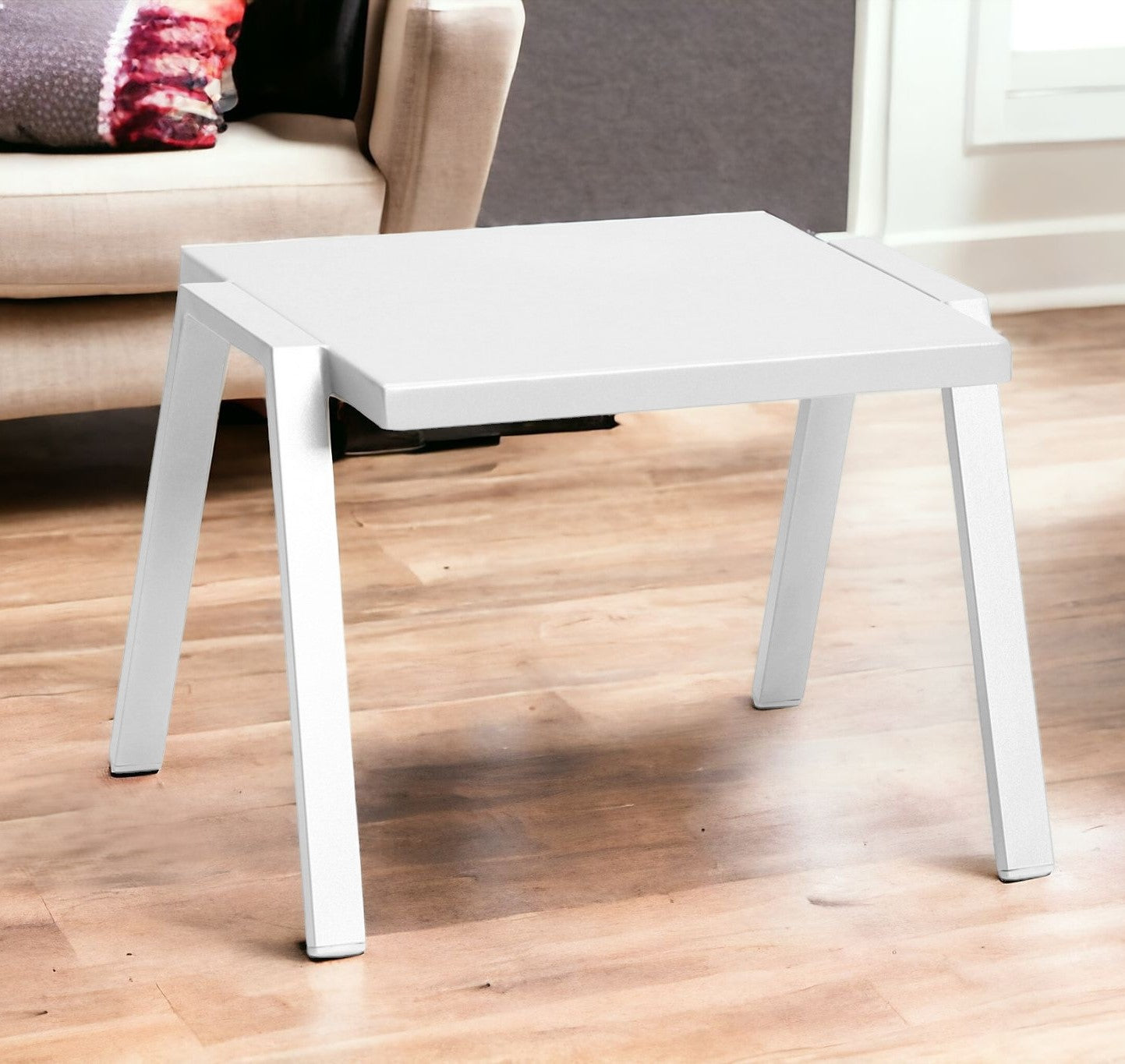 16" White Aluminum End Table-End-Side Tables-DECOROLALA