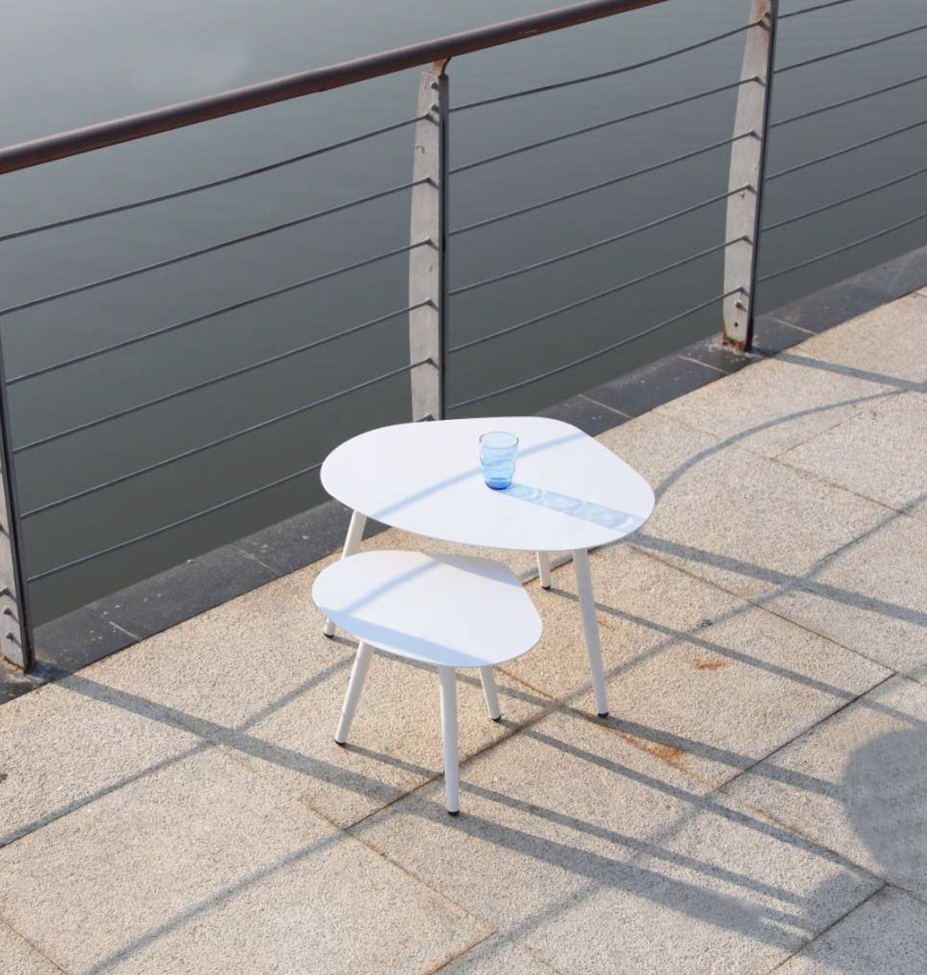 16" White Aluminum End Table-End-Side Tables-DECOROLALA