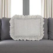16" X 24" Gray Pillow With Ruffled Edges-Accent Throw Pillows-DECOROLALA