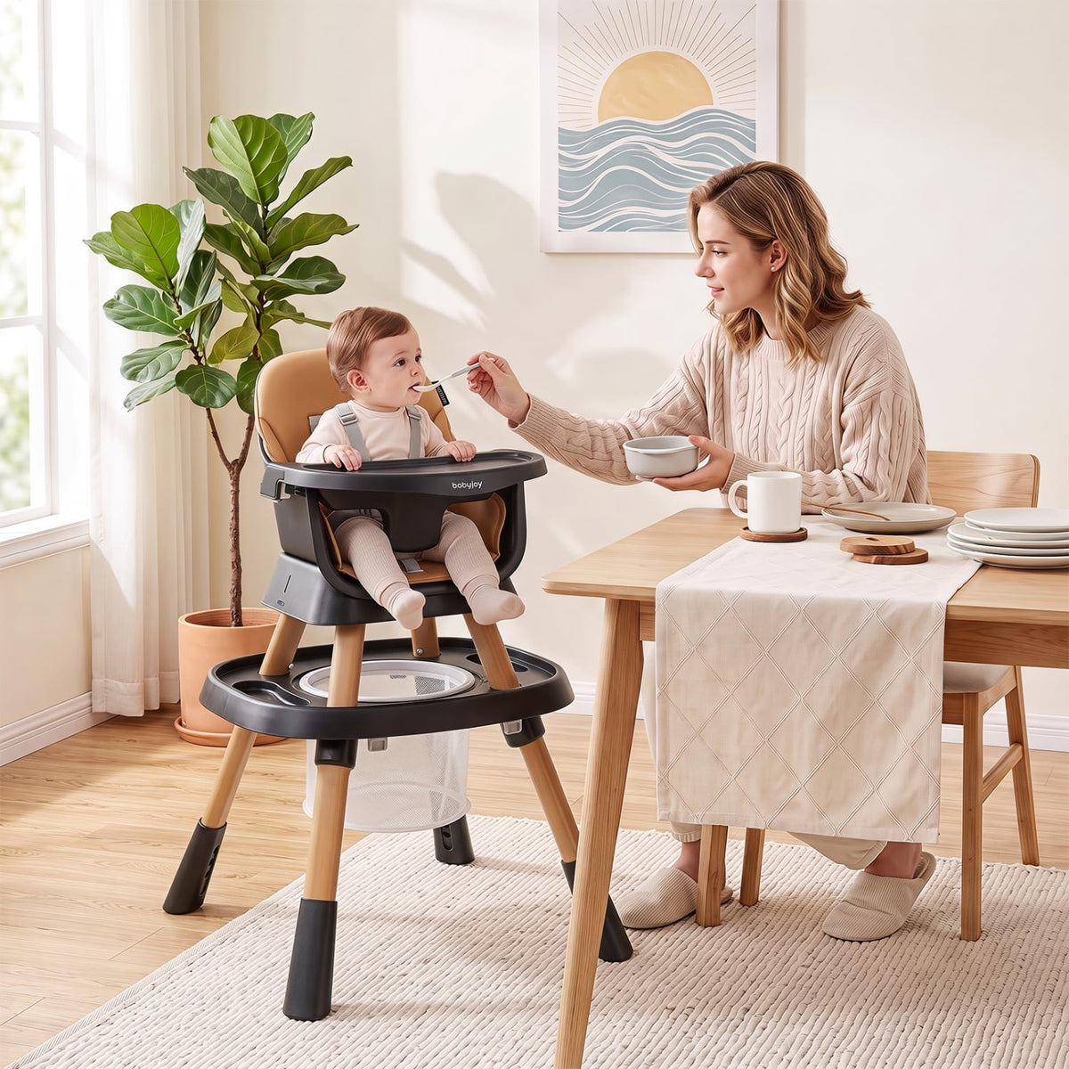 16-in-1 Baby High Chair with Activity Center and Booster Seat for Babies and Toddlers-Black-High Chairs-DECOROLALA