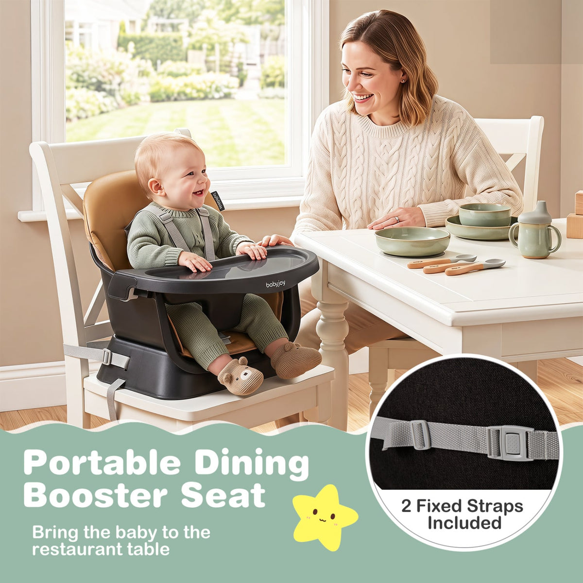 16-in-1 Baby High Chair with Activity Center and Booster Seat for Babies and Toddlers-Black-High Chairs-DECOROLALA