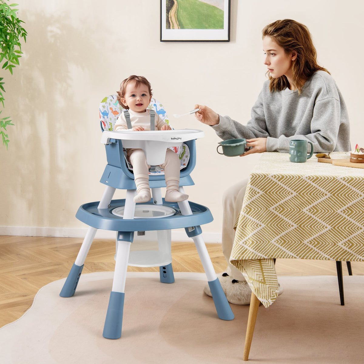 16-in-1 Baby High Chair with Activity Center and Booster Seat for Babies and Toddlers-Celadon-High Chairs-DECOROLALA