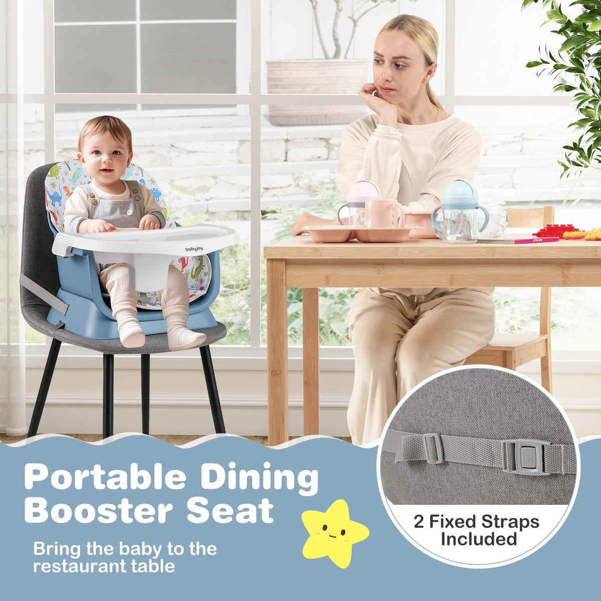 16-in-1 Baby High Chair with Activity Center and Booster Seat for Babies and Toddlers-Celadon-High Chairs-DECOROLALA
