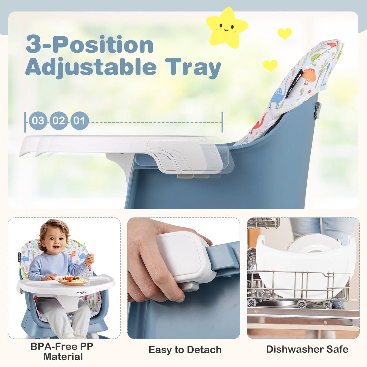 16-in-1 Baby High Chair with Activity Center and Booster Seat for Babies and Toddlers-Celadon-High Chairs-DECOROLALA