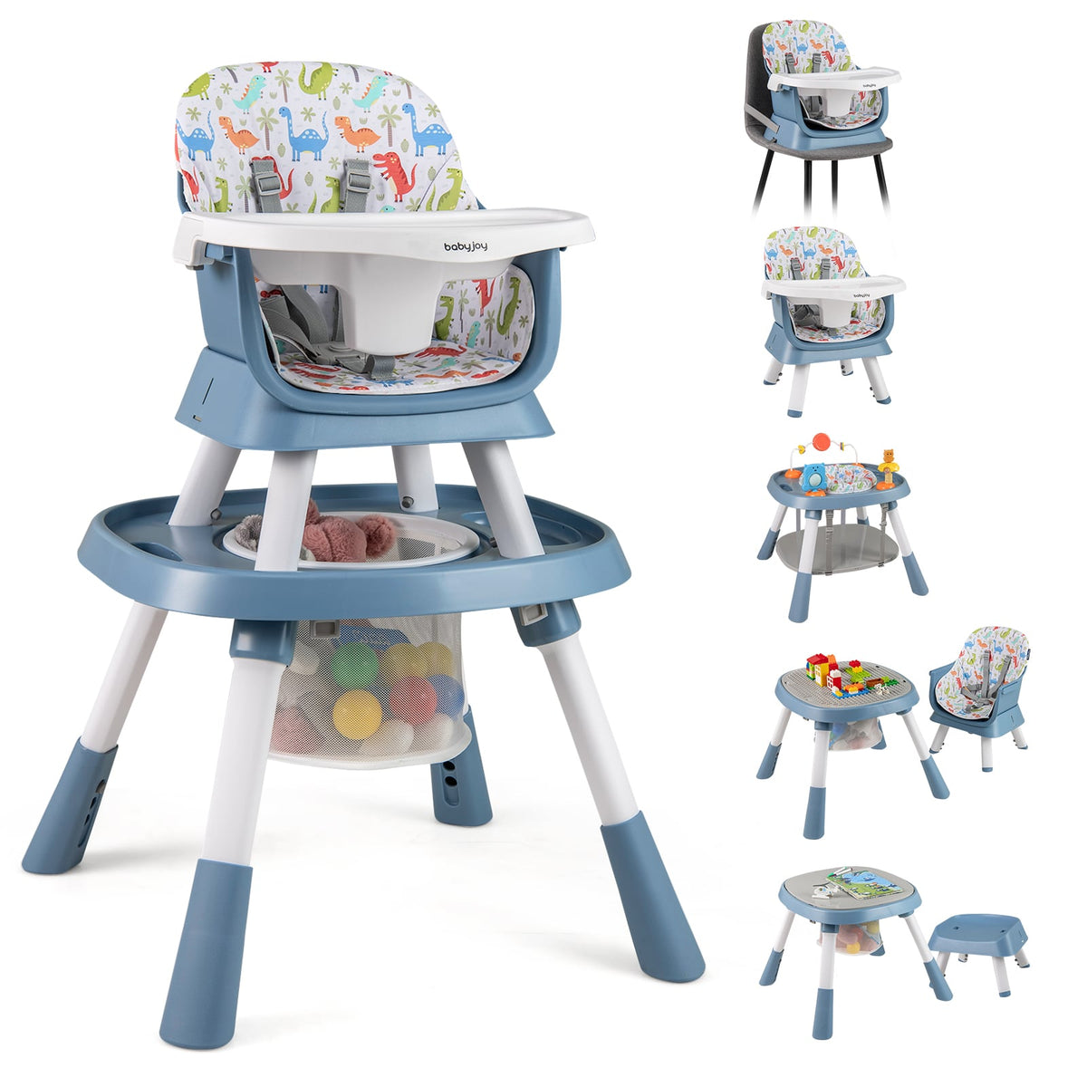 16-in-1 Baby High Chair with Activity Center and Booster Seat for Babies and Toddlers-Celadon-High Chairs-DECOROLALA