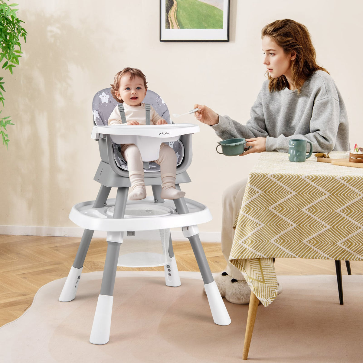 16-in-1 Baby High Chair with Activity Center and Booster Seat for Babies and Toddlers-Grey-High Chairs-DECOROLALA