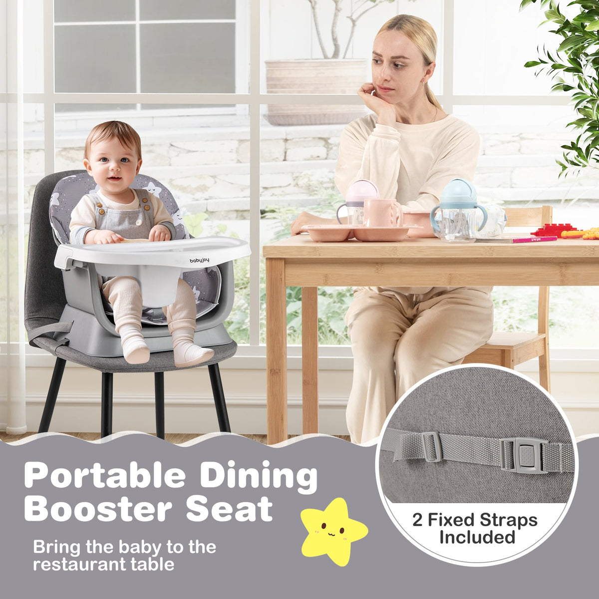 16-in-1 Baby High Chair with Activity Center and Booster Seat for Babies and Toddlers-Grey-High Chairs-DECOROLALA