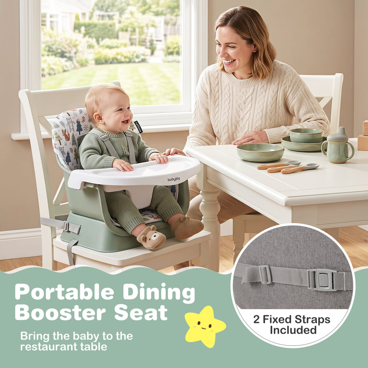 16-in-1 Baby High Chair with Activity Center and Booster Seat for Babies and Toddlers-Light Green-High Chairs-DECOROLALA