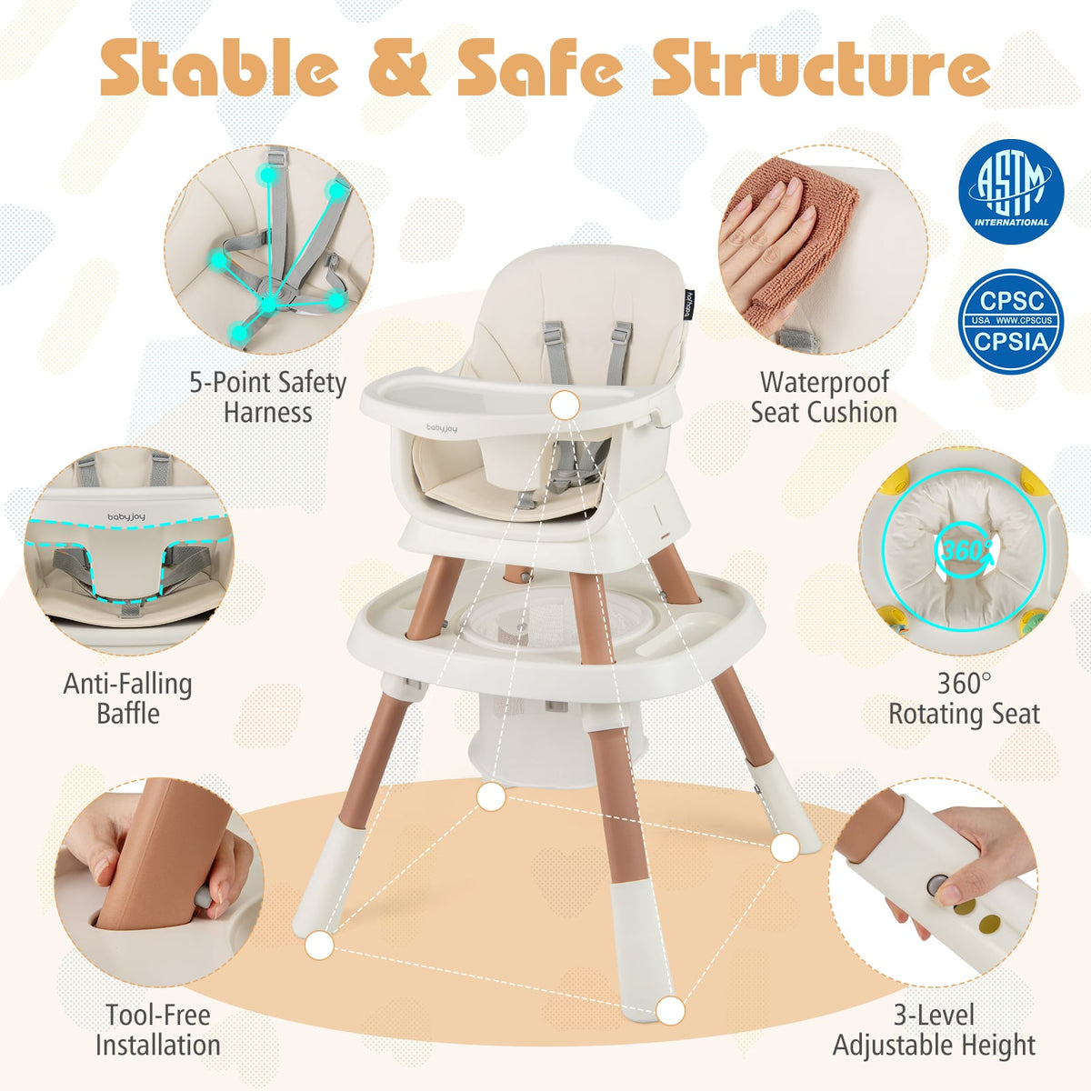 16-in-1 Baby High Chair with Activity Center and Booster Seat for Babies and Toddlers-White-High Chairs-DECOROLALA