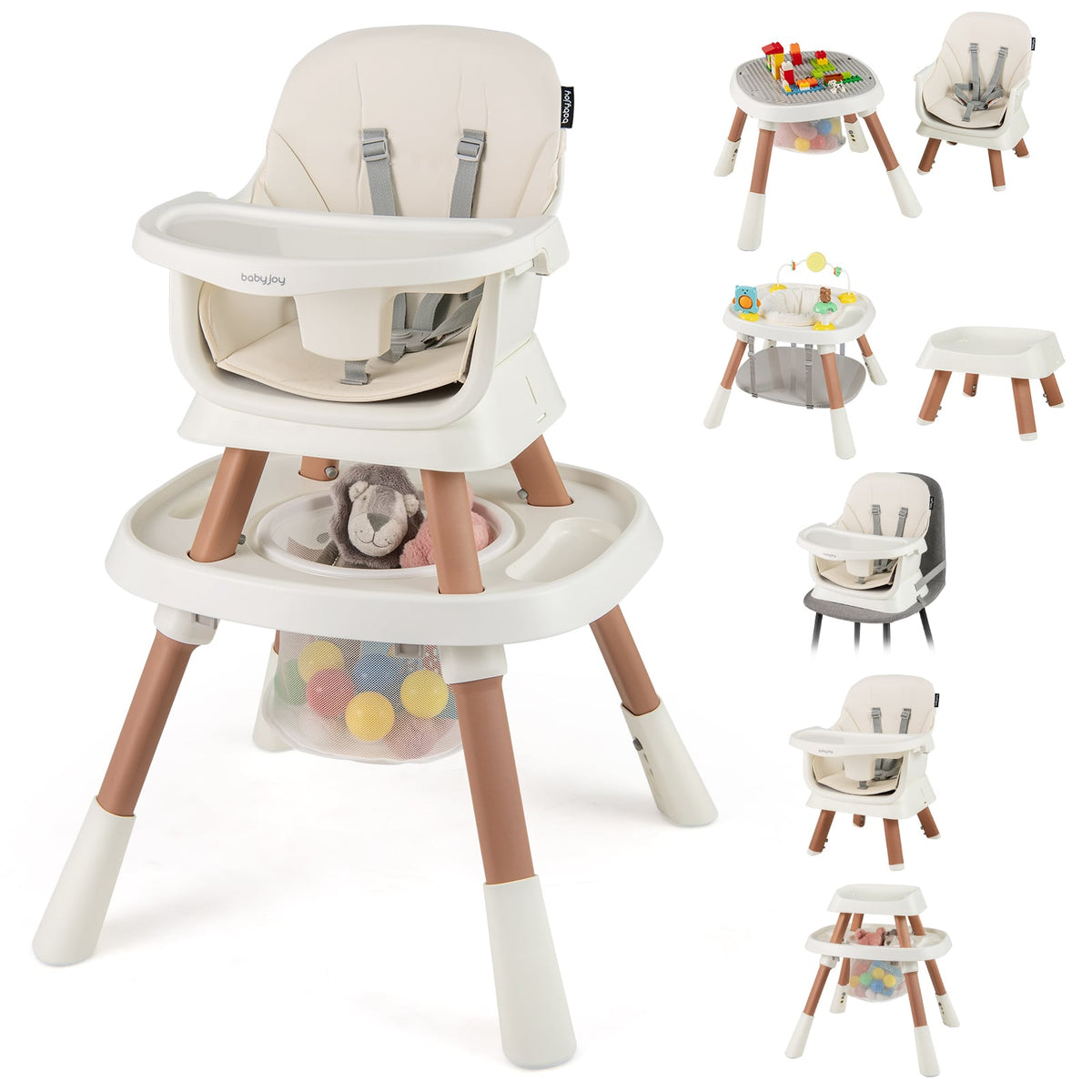 16-in-1 Baby High Chair with Activity Center and Booster Seat for Babies and Toddlers-White-High Chairs-DECOROLALA