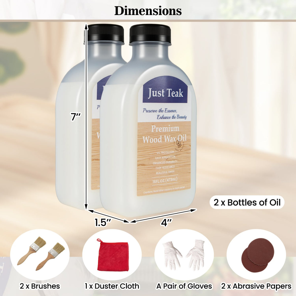 16 oz Wood Oil Cleaner and Brightener for Outdoor and Indoor Furniture Set of 2-Outdoor Furniture Accessories-DECOROLALA