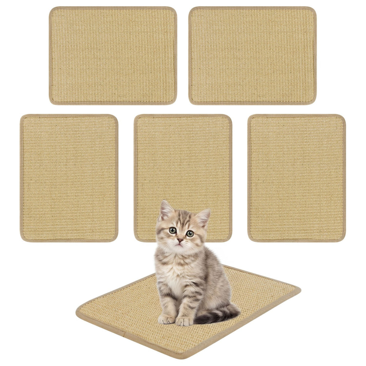 16 x 12 Inch 6-Piece Cat Scratcher Mat Set-Cat Trees & Scratchers-DECOROLALA