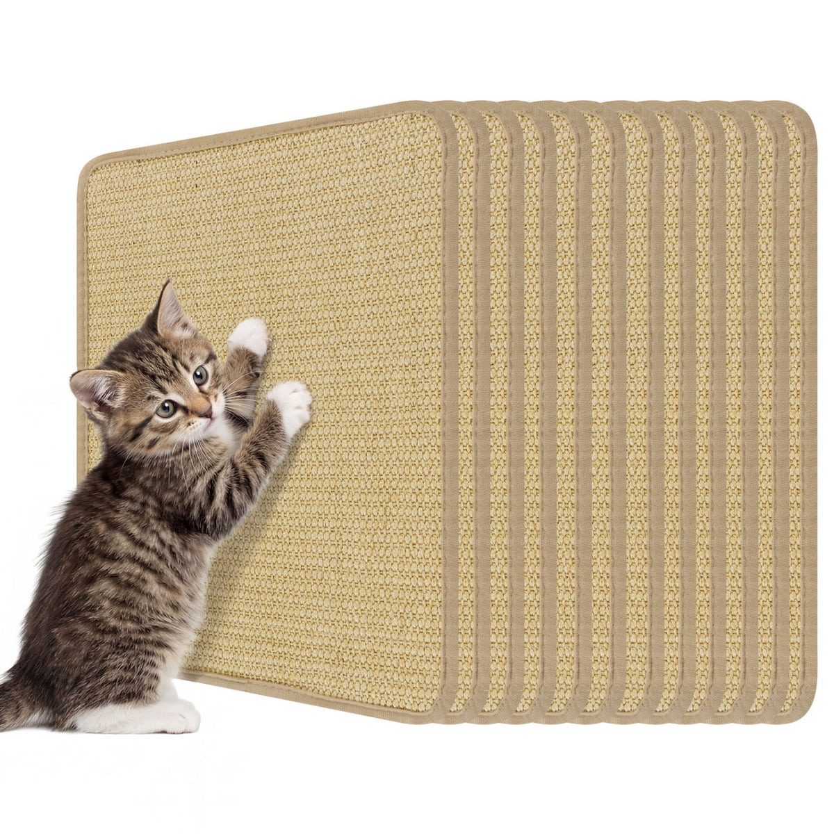 16 x 12 Inch 6-Piece Cat Scratcher Mat Set-Cat Trees & Scratchers-DECOROLALA
