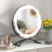 16 x 16 Inch Round LED Vanity Mirror with 3-Color Lighting and Brightness Dimming-Black-Makeup Vanities-DECOROLALA