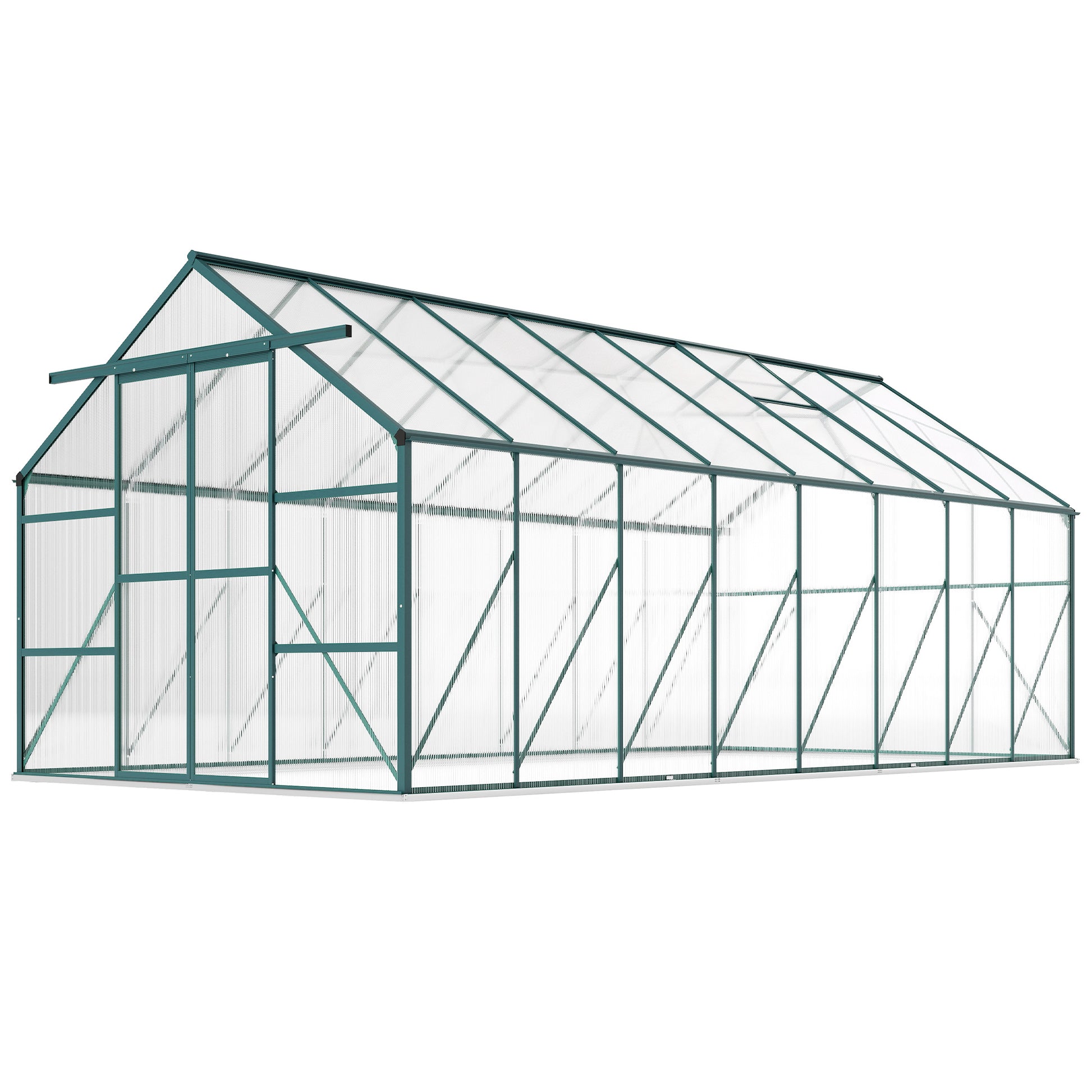 16' x 8' Aluminum Polycarbonate Greenhouse - Green-DECOROLALA