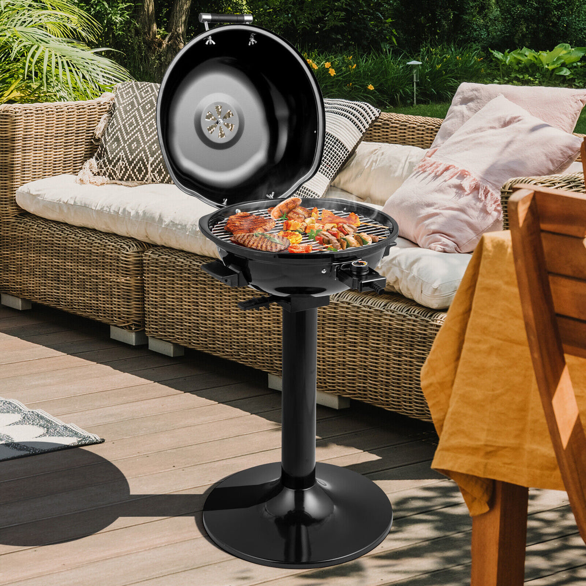1600W Electric BBQ Grill with Removable Non-Stick Warming Rack-Outdoor Grills-DECOROLALA