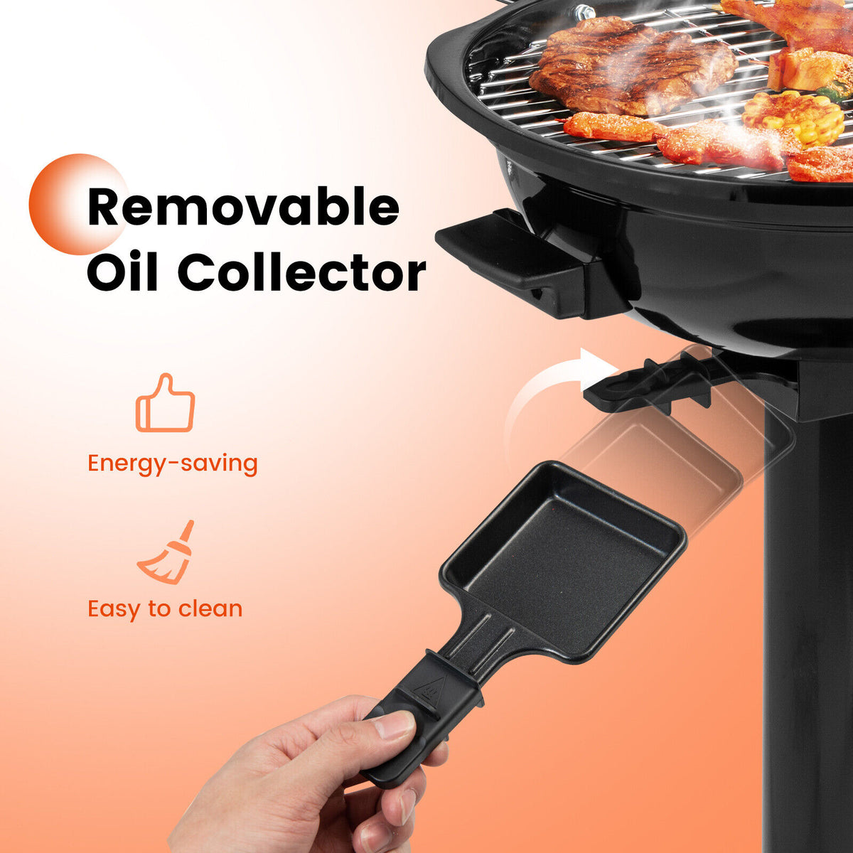 1600W Electric BBQ Grill with Removable Non-Stick Warming Rack-Outdoor Grills-DECOROLALA