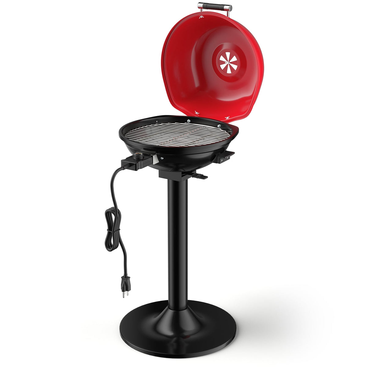 1600W Portable Electric BBQ Grill with Removable Non-Stick Rack-Black & Red-Outdoor Grills-DECOROLALA