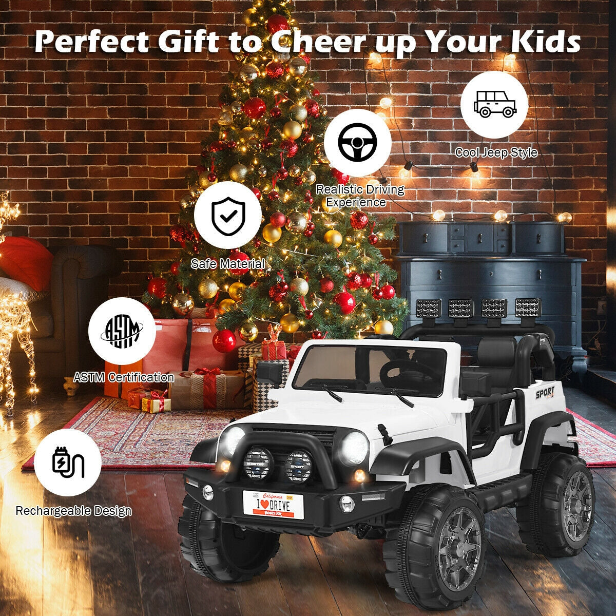 12V 2-Seater Ride on Car Truck with Remote Control and Storage Room