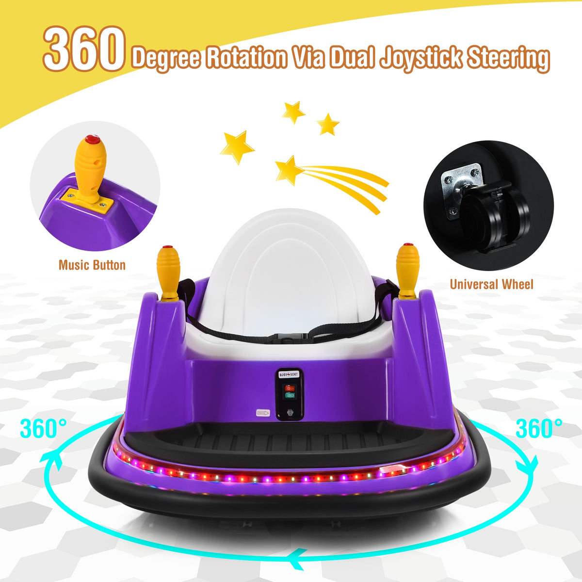 12V Electric Kids Ride On Bumper Car with Flashing Lights for Toddlers