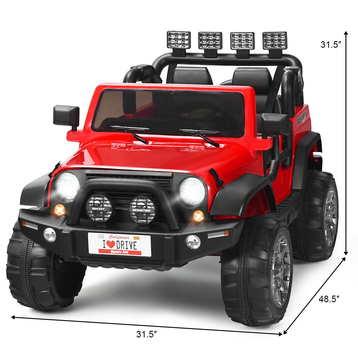 12V 2-Seater Ride on Car Truck with Remote Control and Storage Room