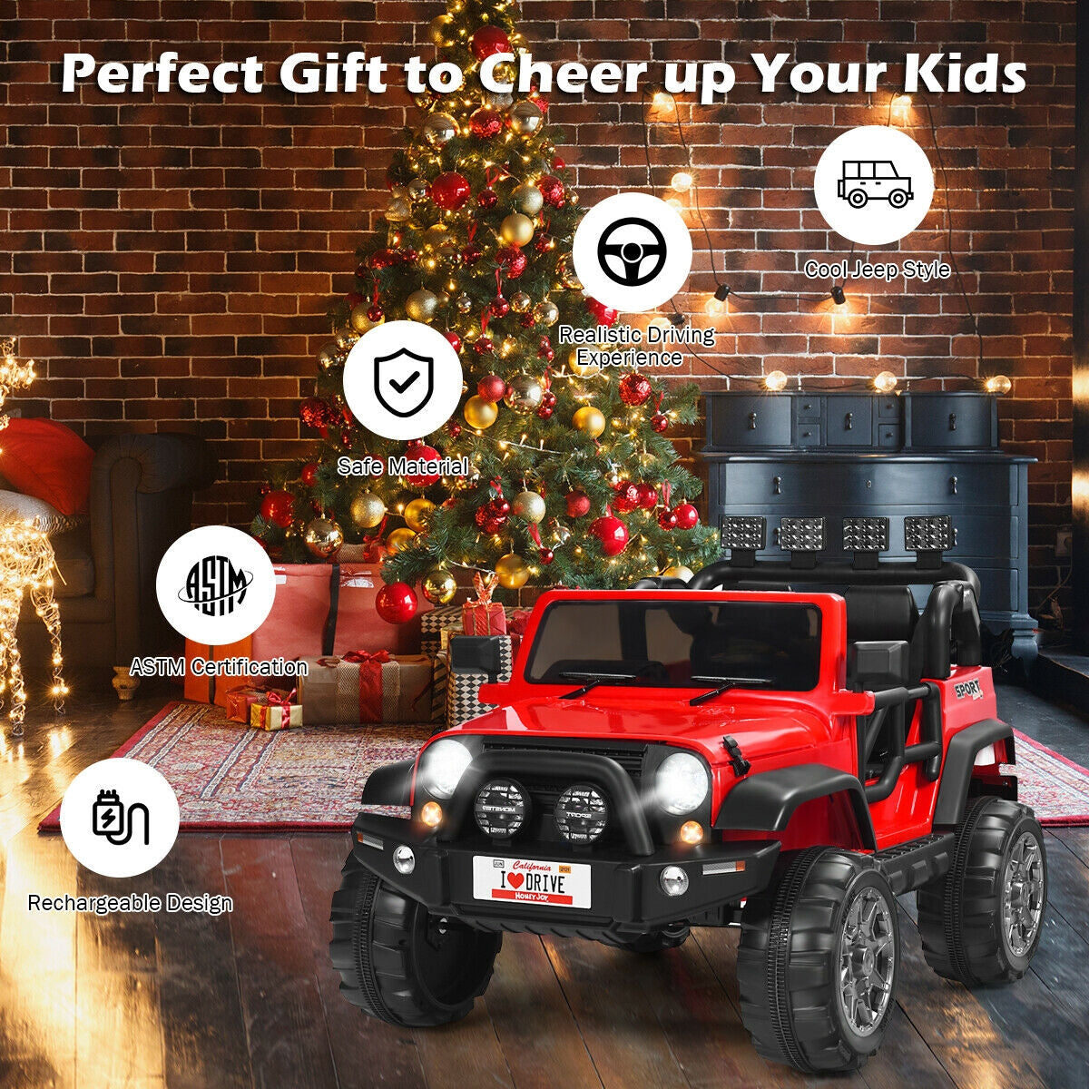 12V 2-Seater Ride on Car Truck with Remote Control and Storage Room