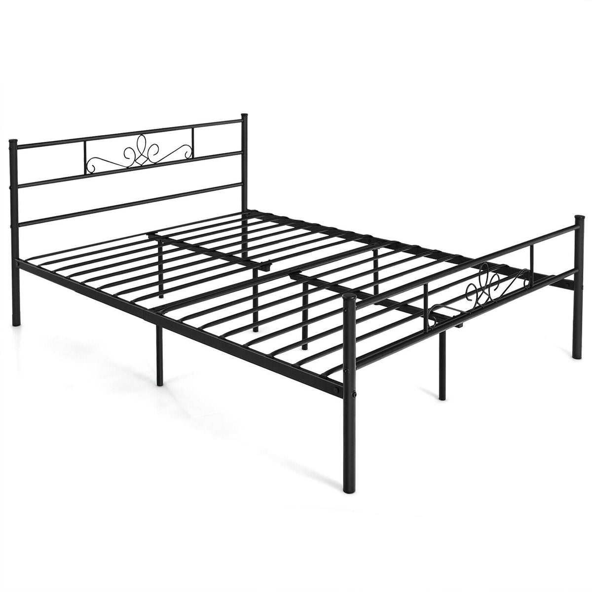 Metal Bed Frame with Headboard and Footboard-Simple Bed Frame-DECOROLALA