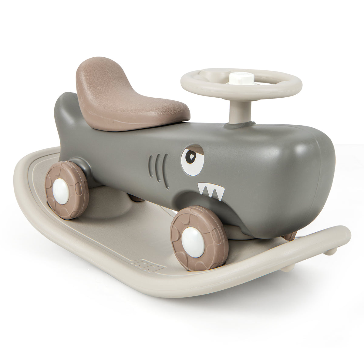 Cheval à bascule requin 3-en-1, voiture à glissière et planche d’équilibre
