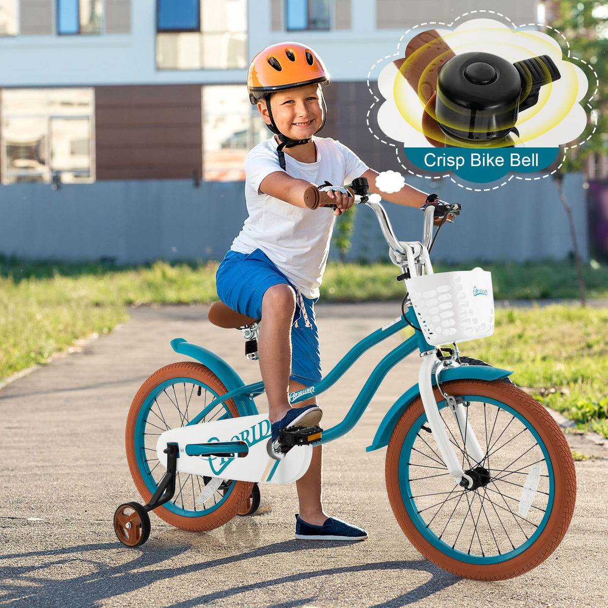 Kids Bike with Front Handbrake and 2 Training Wheels