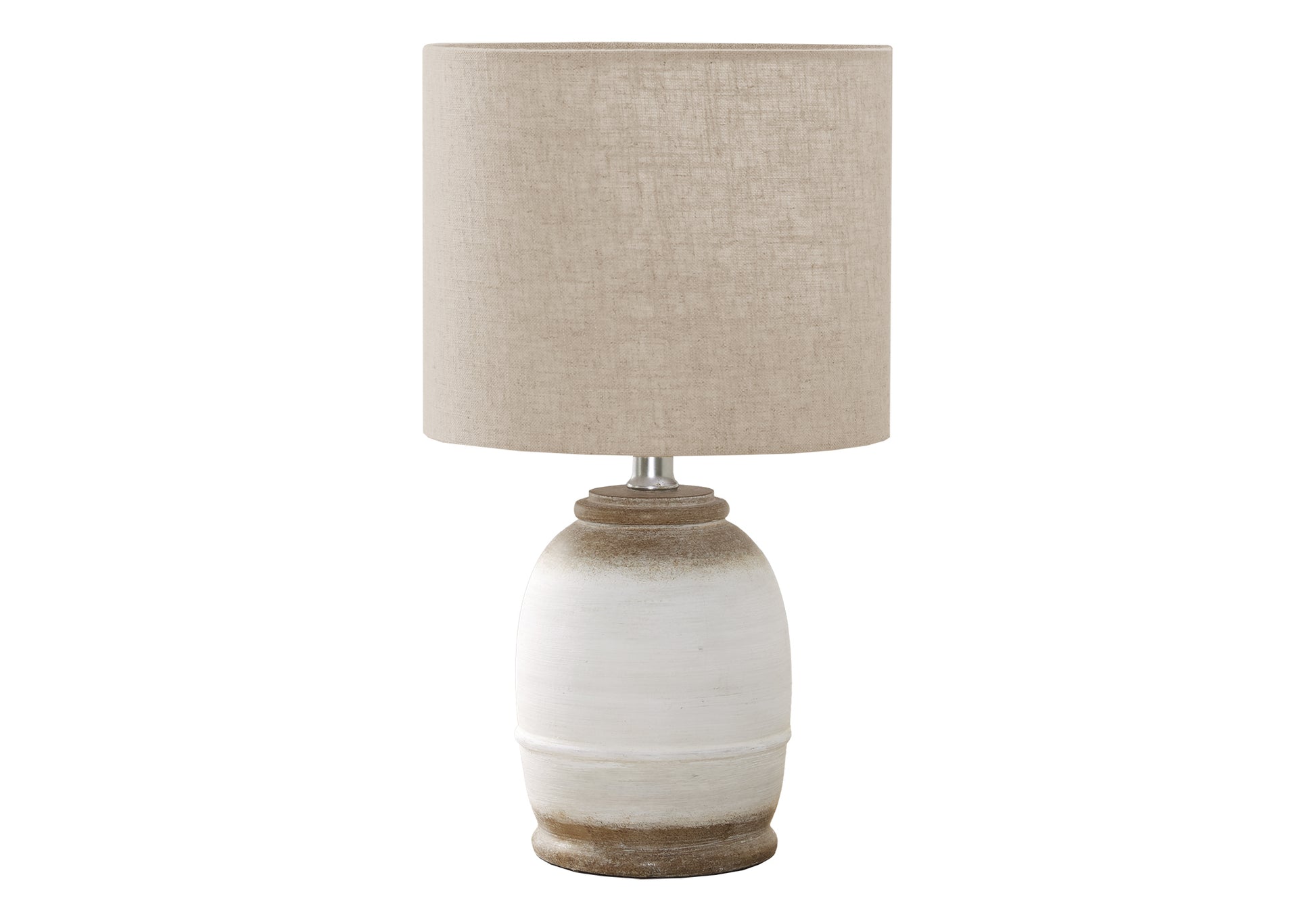 16"H Table Lamp, Cream Resin Base, Beige Shade-Lighting-DECOROLALA