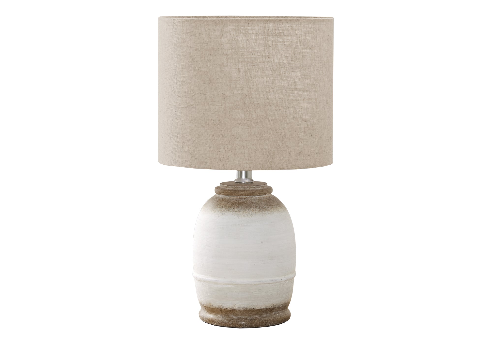 16"H Table Lamp, Cream Resin Base, Beige Shade-Lighting-DECOROLALA