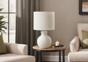 16"H White Resin Table Lamp with Ivory Shade-Lighting-DECOROLALA