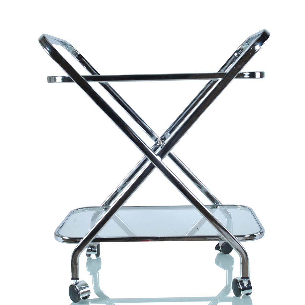 16.5" X 26.25" X 30.5" Chrome Xshape Bar Cart-Bar Cart-DECOROLALA