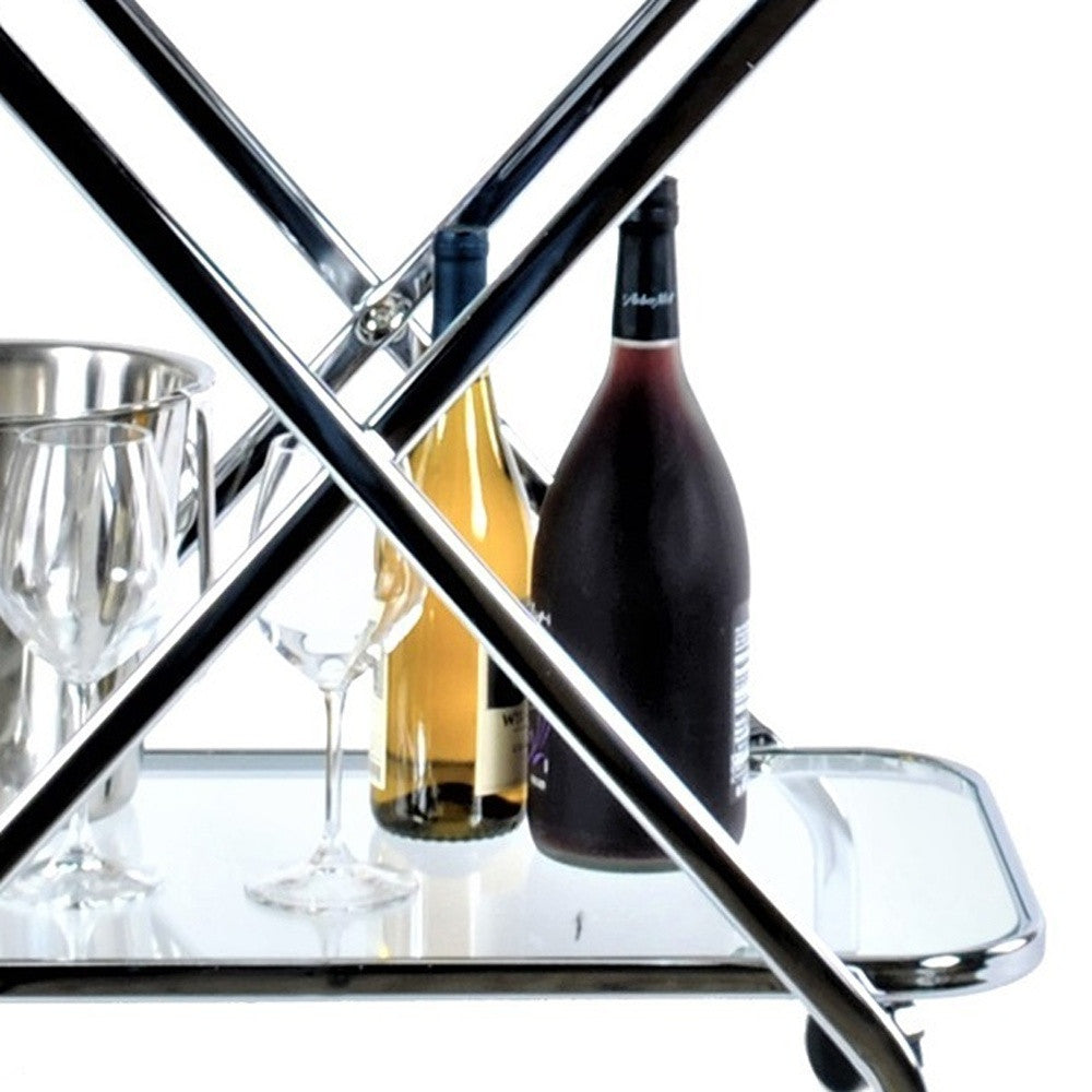 16.5" X 26.25" X 30.5" Chrome Xshape Bar Cart-Bar Cart-DECOROLALA