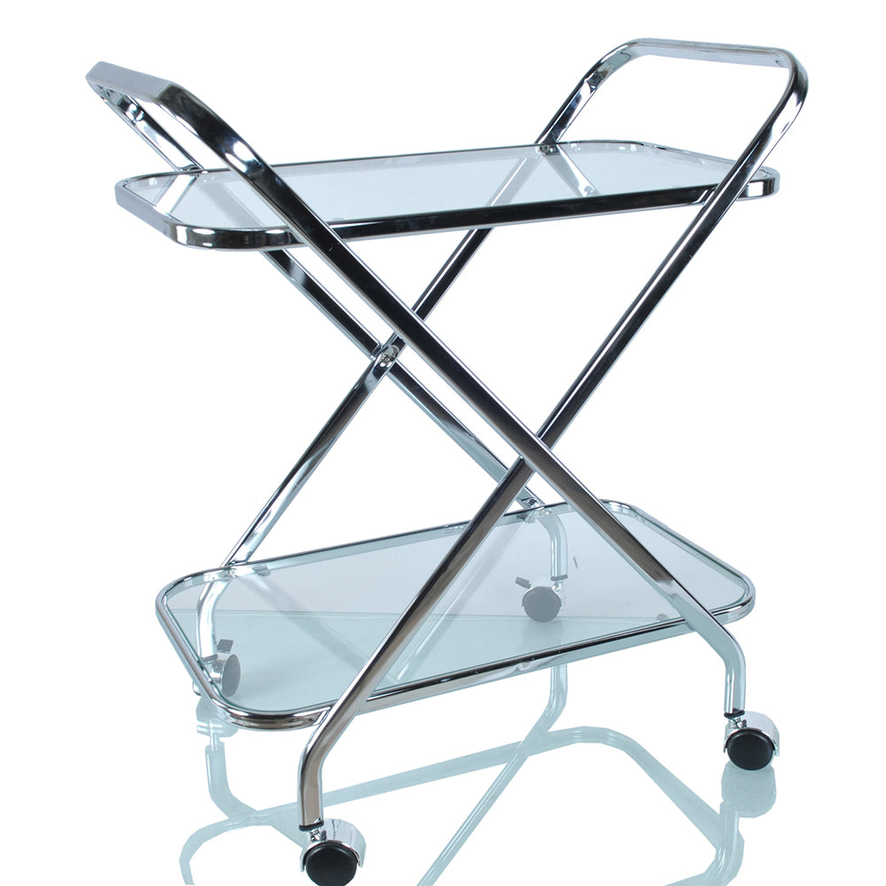 16.5" X 26.25" X 30.5" Chrome Xshape Bar Cart-Bar Carts and Servers-DECOROLALA