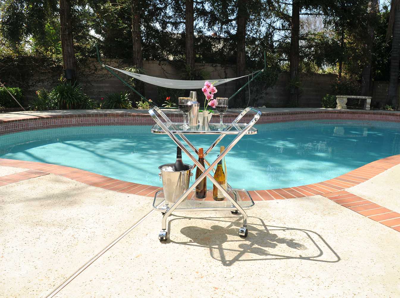 16.5" X 26.25" X 30.5" Chrome Xshape Bar Cart-Bar Carts and Servers-DECOROLALA