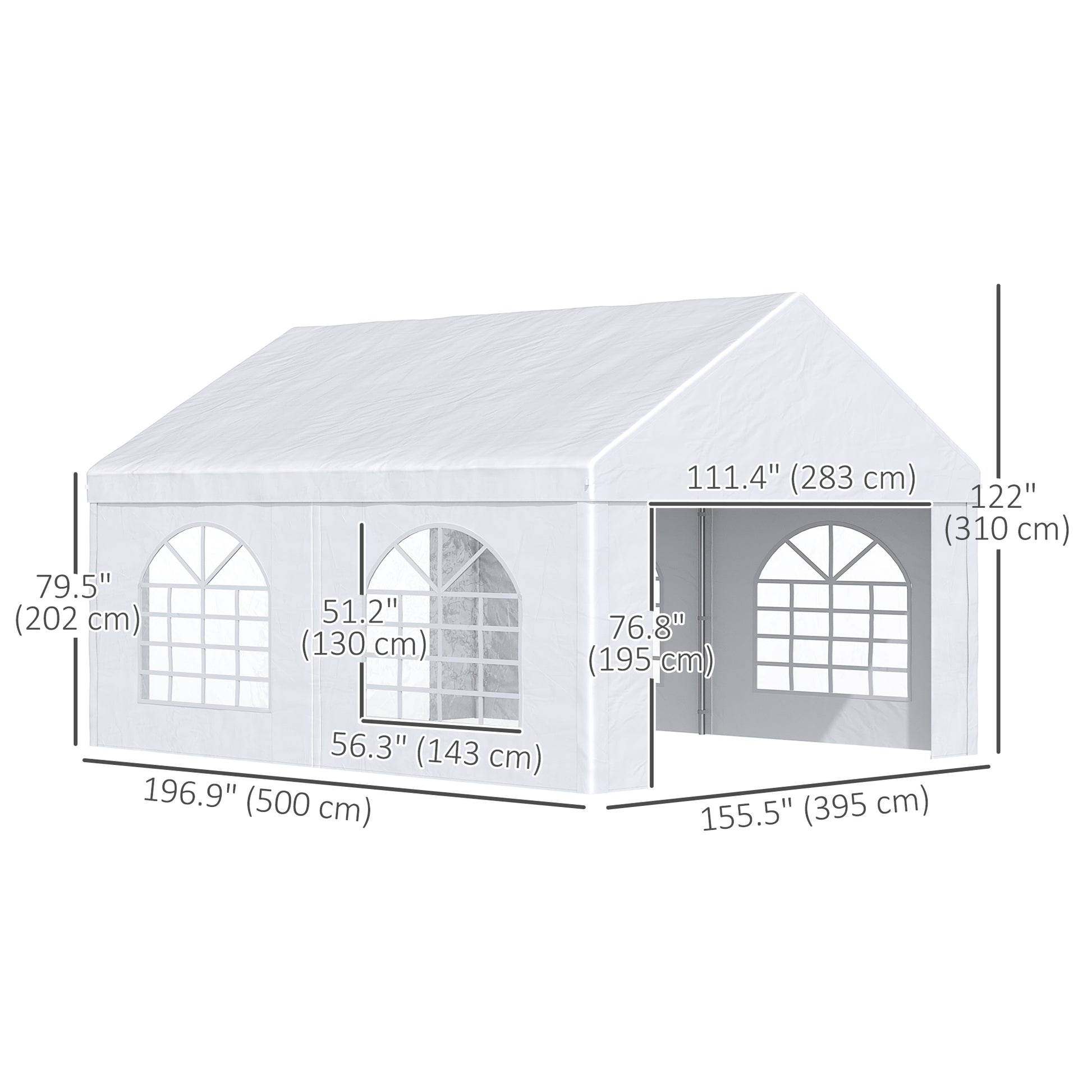16.5' x 13' Outdoor Party Tent with Removable Sides - White-DECOROLALA