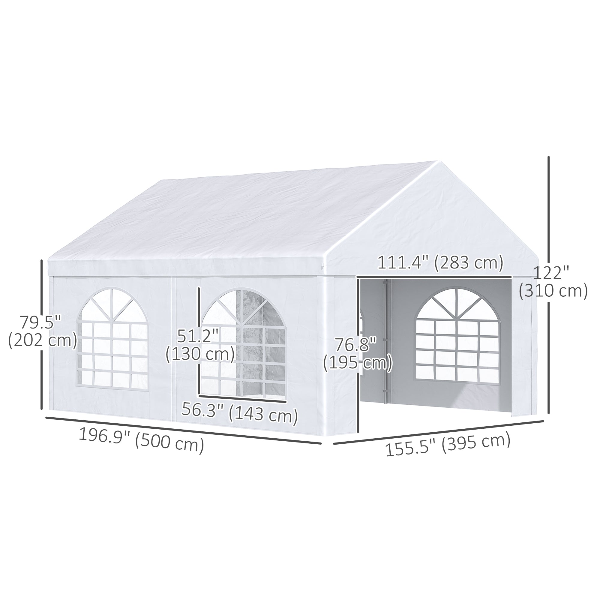 16.5' x 13' Outdoor Party Tent with Removable Sides - White-DECOROLALA