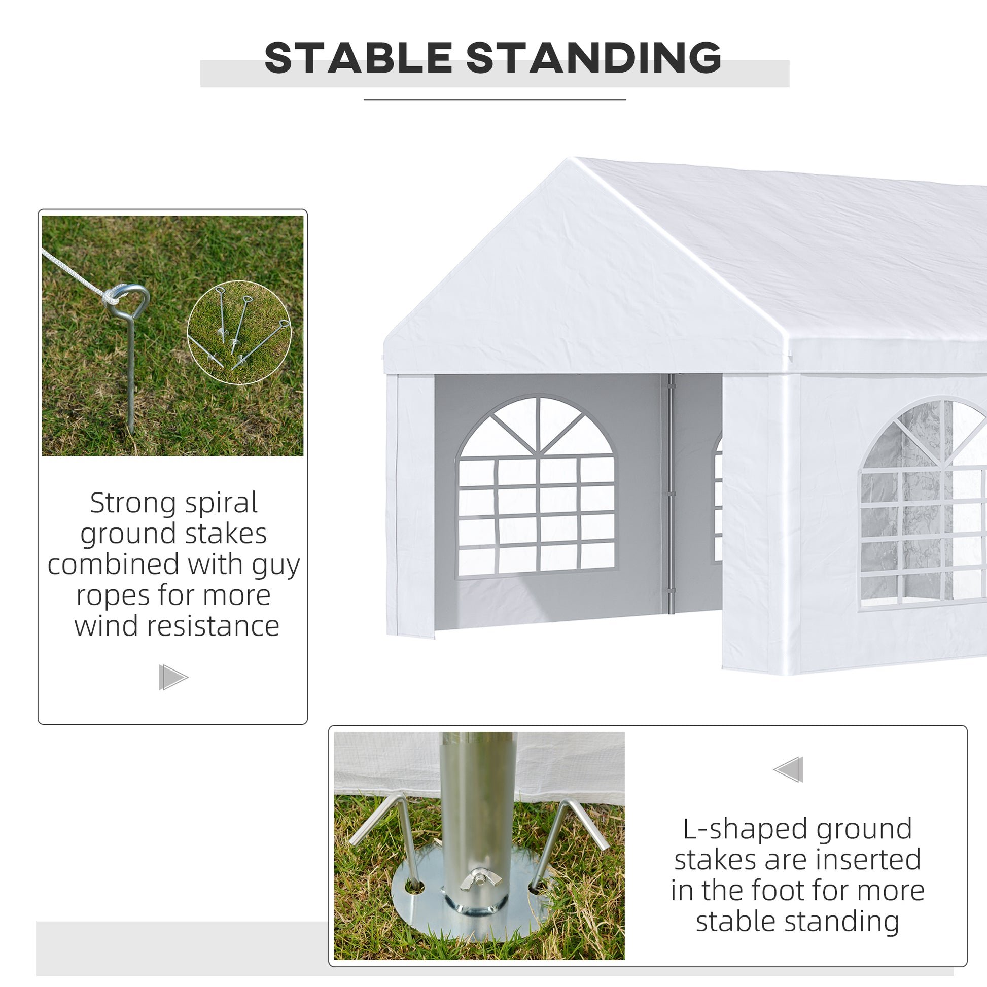 16.5' x 13' Outdoor Party Tent with Removable Sides - White-DECOROLALA