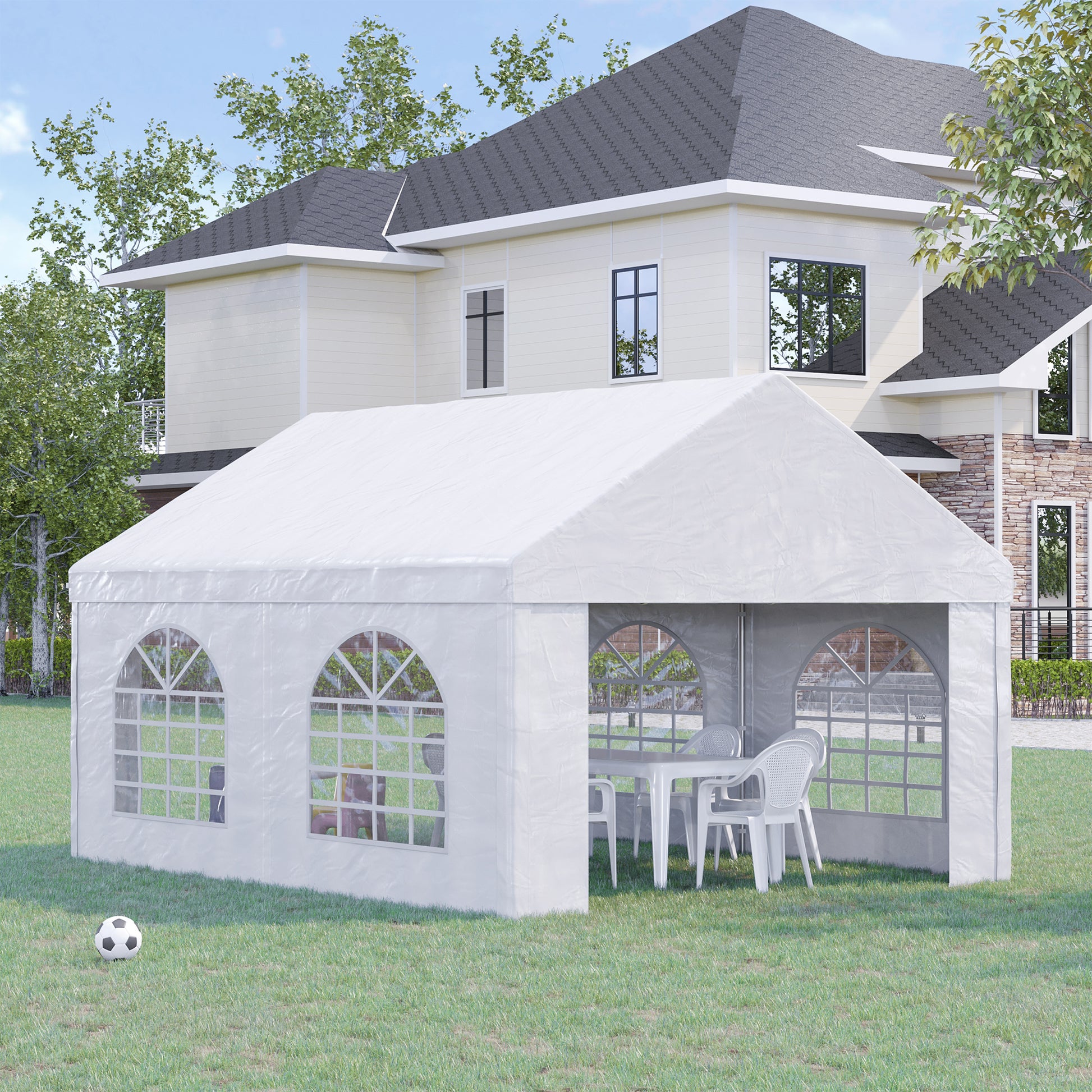 16.5' x 13' Outdoor Party Tent with Removable Sides - White-DECOROLALA
