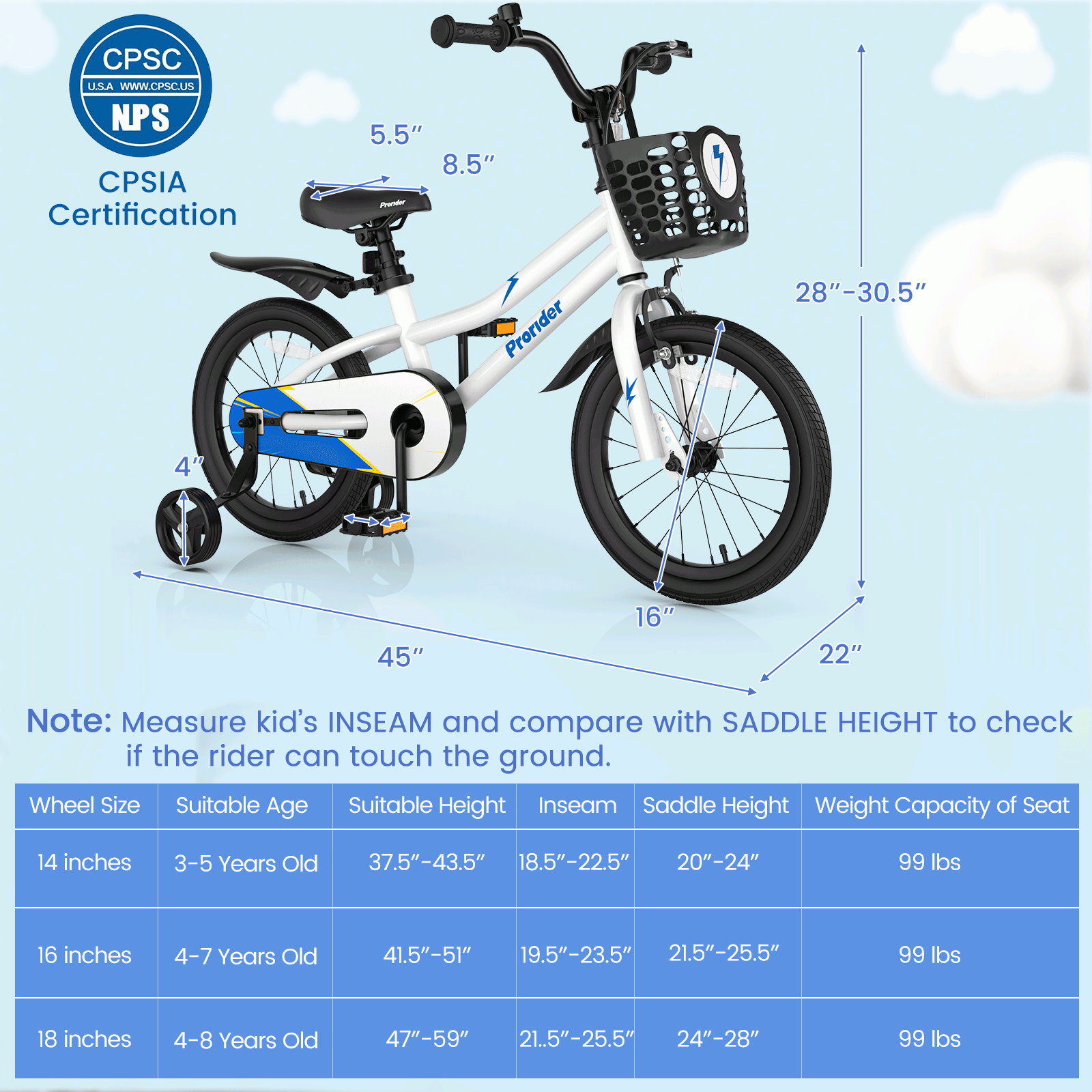 Vélo pour enfants avec roues stabilisatrices amovibles