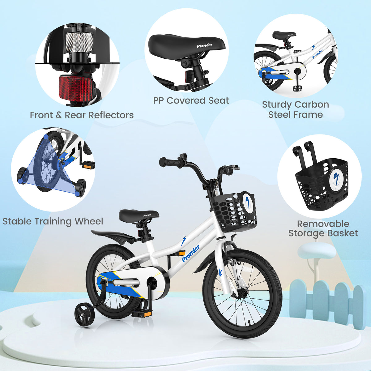 Vélo pour enfants avec roues stabilisatrices amovibles